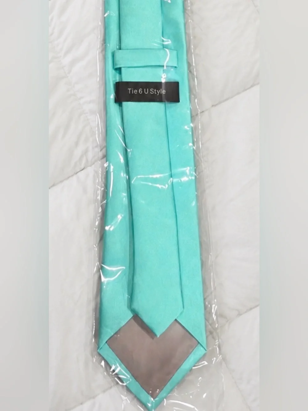 NWT GU Style Mint Satin Tie Slim Modern Formal Wedding Prom